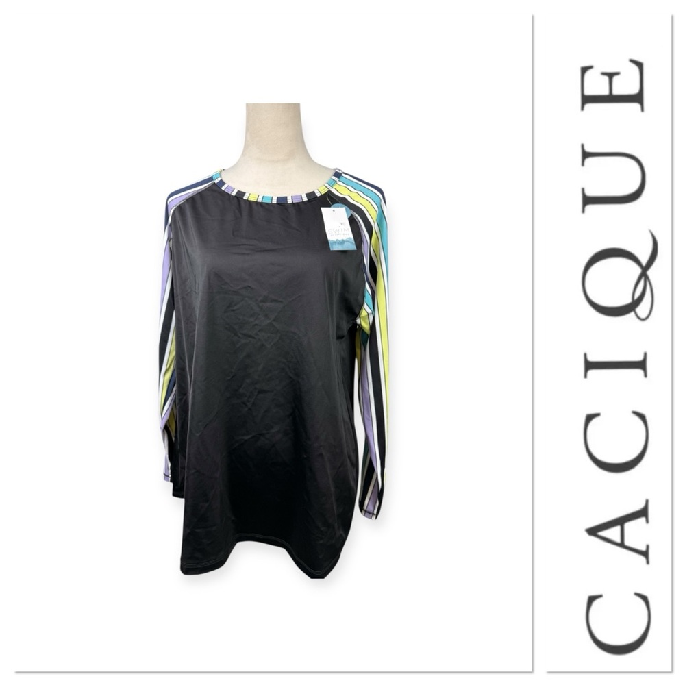 NWT Cacique swim rash guard long sleeve top with SPF 50 size 18